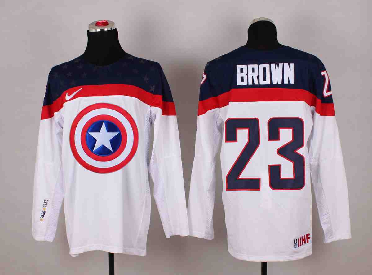 NHL Los Angeles Kings #23 Brown America Captain White Jersey