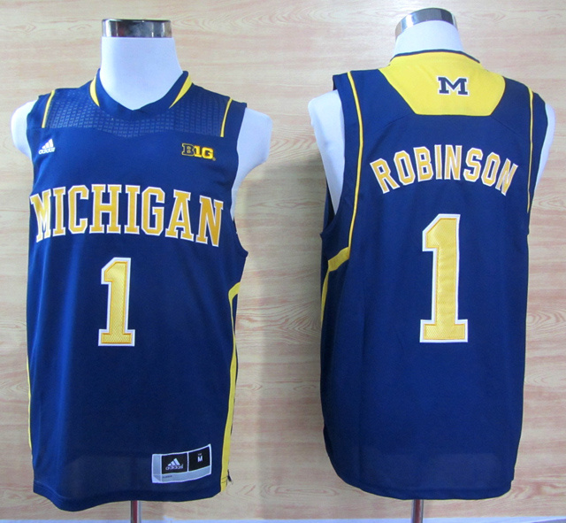 NCAA Michigan Wolverines #1 Glenn Robinson III Blue Baseketball Jersey