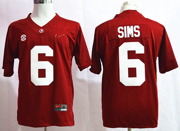 No. 6 Blake Sims Diamond Quest Alabama Crimson Tide Nike 2015 College Football Playoff Sugar Bowl Special Event Jersey - Red 