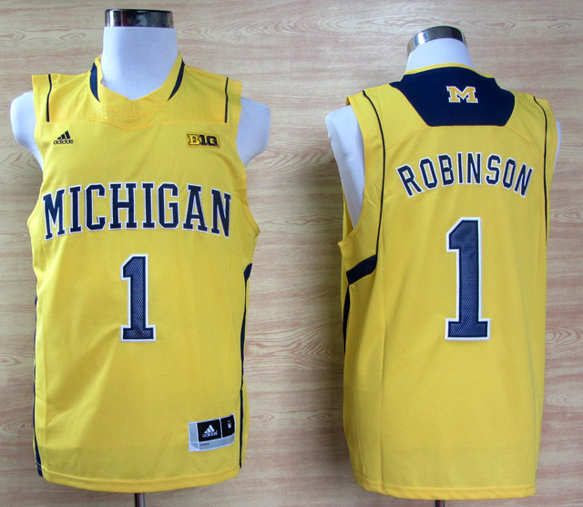 NCAA Michigan Wolverines #1 Glenn Robinson III Yellow Baseketball Jersey