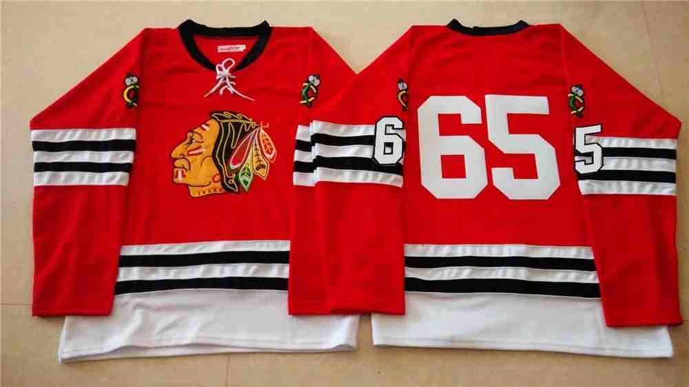 NHL Chicago Blackhawks #65 Red Jersey without Name