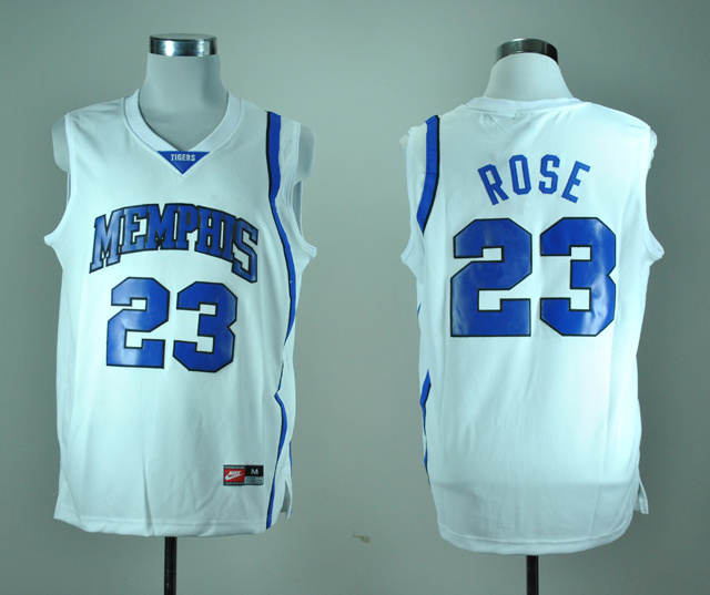 NCAA Memphis Tigers #23 Derrick Rose White Jersey