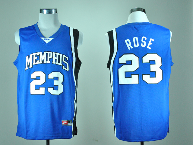 Nike Memphis Tigers Derrick Rose 23 Blue College Basketball Throwback Jersey 