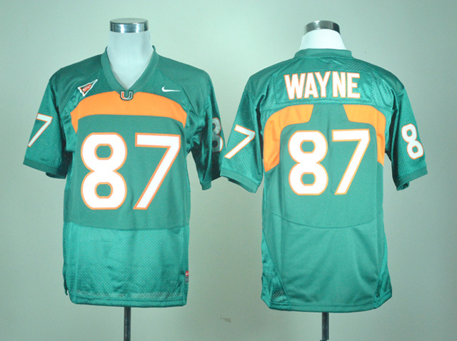 NCAA Nike Miami Hurricanes #87 Reggie Wayne Green Jersey