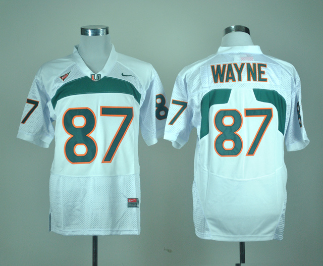 NCAA Nike Miami Hurricanes #87 Reggie Wayne White Jersey