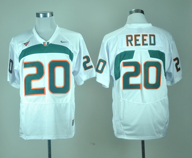 NCAA Nike Miami Hurricanes #20 ED Reed White Jersey 