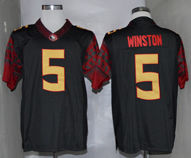 Florida State Seminoles (FSU) # 5 Jameis Winston Black Jersey