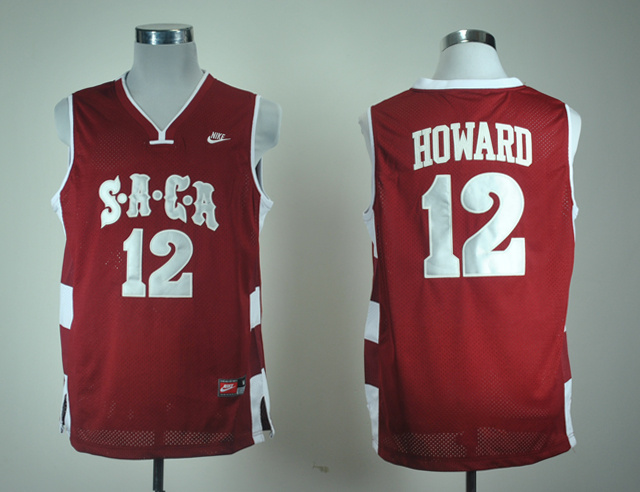 Nike SACA High School Dwight Howard 12 Red Basketball Jersey 