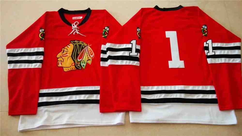 NHL Chicago Blackhawks #1 Red Jersey without Name