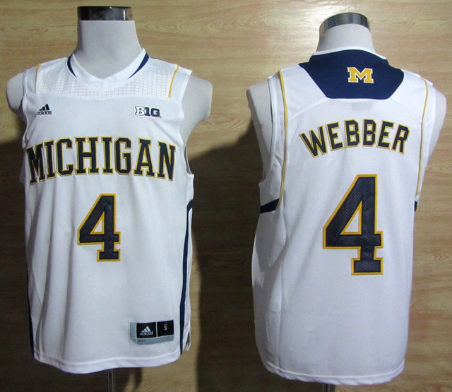 NCAA Michigan Wolverines #4 Chirs Webber White Baseketball Jersey