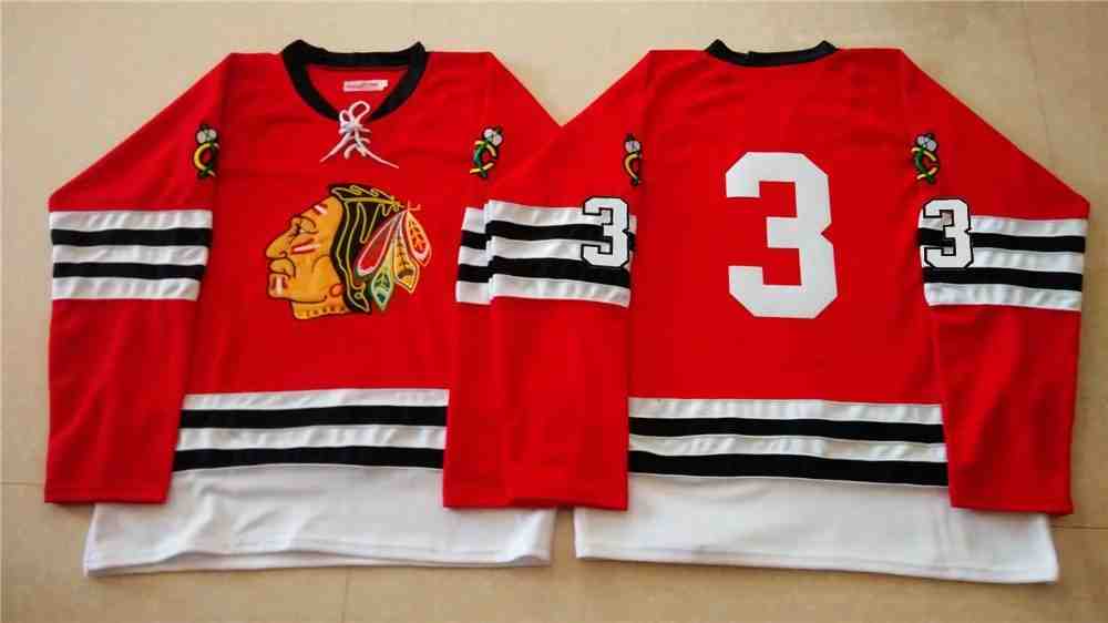 NHL Chicago Blackhawks #3 Red Jersey without Name
