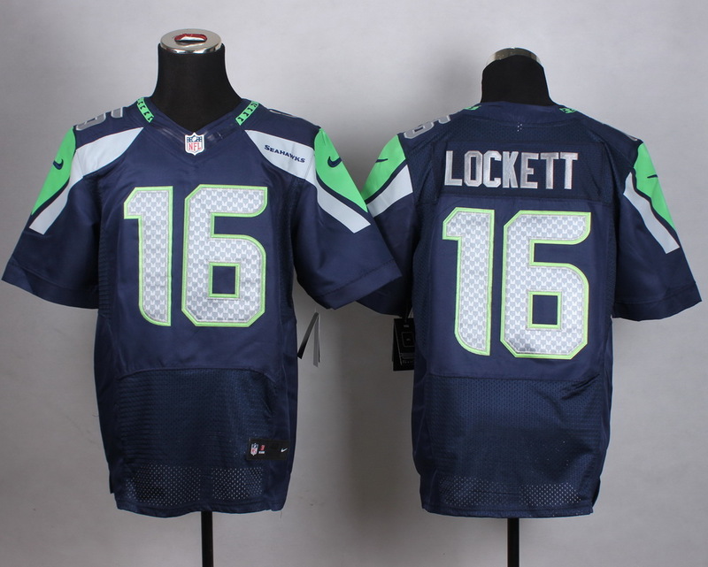 Nike Seattle Seahawks #16 Lockett Blue Elite Jersey