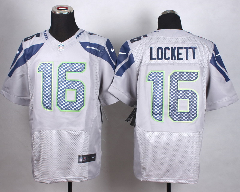 Nike Seattle Seahawks #16 Lockett Grey Elite Jersey