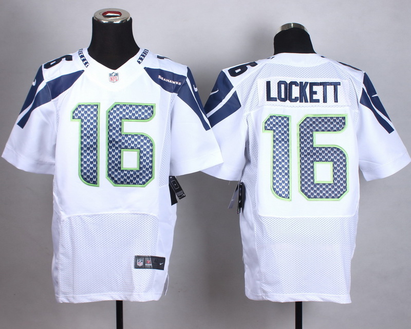 Nike Seattle Seahawks #16 Lockett White Elite Jersey