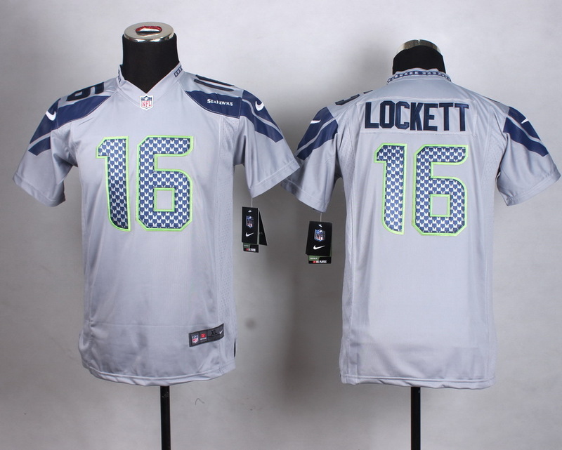 Nike Seattle Seahawks #16 Lockett Kids Grey Jersey