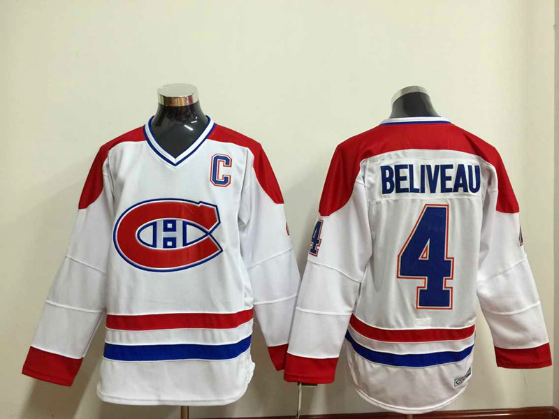 NHL Montreal Canadiens #4 Beliveau White Jersey