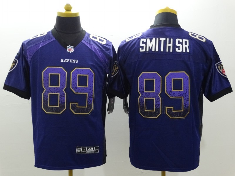 Nike Baltimore Ravens #89 Smith SR Drift Fashion Purple Elite Jersey