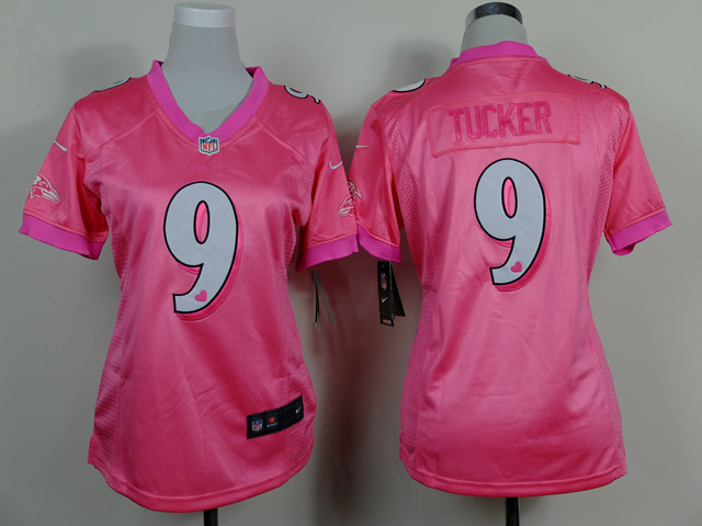 Nike Baltimore Ravens #9 Tucker Pink Love Women Jersey