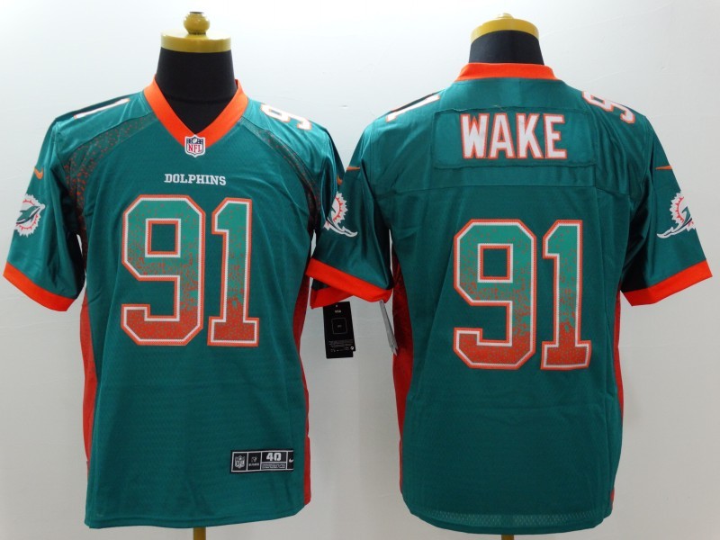 Nike Miami Dolphins #91 Wake Drift Fashion Green Jersey