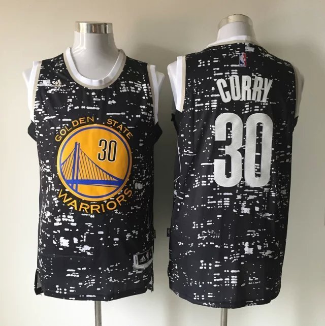 NBA Golden State Warriors #30 Curry Black Lighting Jersey