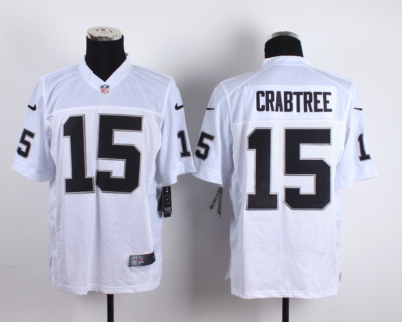 Nike NFL Oakland Raiders #15 Crabtree White Elite Jersey