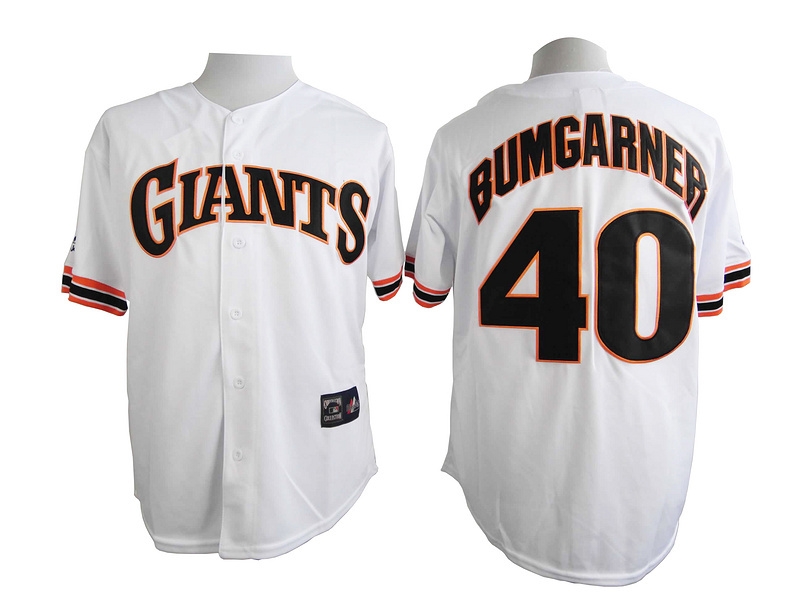MLB San Francisco Giants #40 Bumgarner Throwback White Jersey
