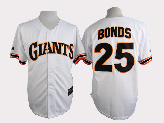 MLB San Francisco Giants #25 Bonds Throwback White Jersey