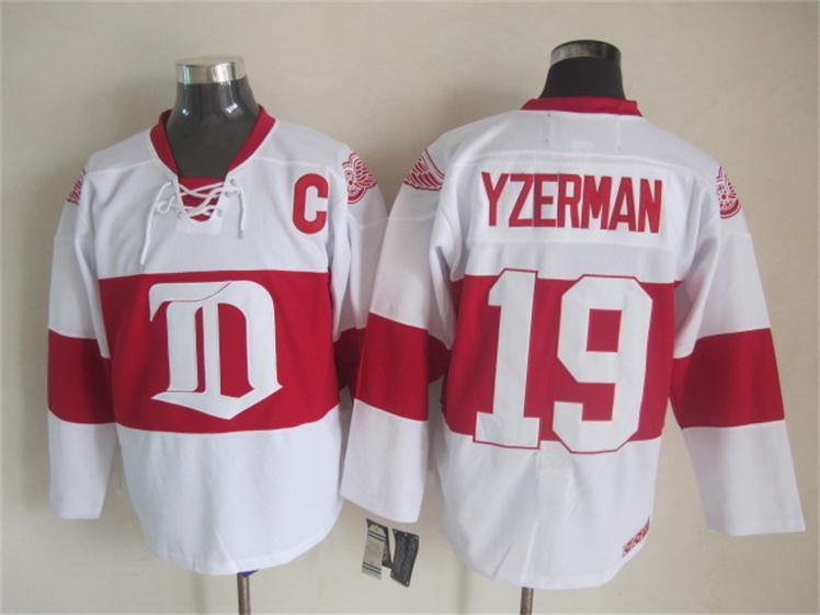 NHL Detroit Red Wings #19 Yzerman White Jersey with C Patch