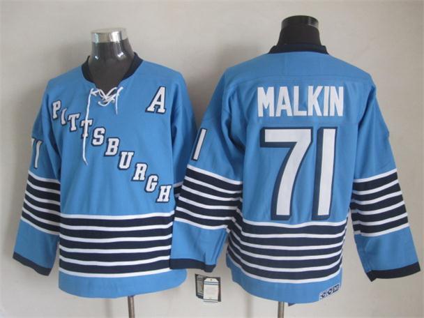 NHL Pittsburgh Penguins #71 Malkin Blue Jersey with A Patch