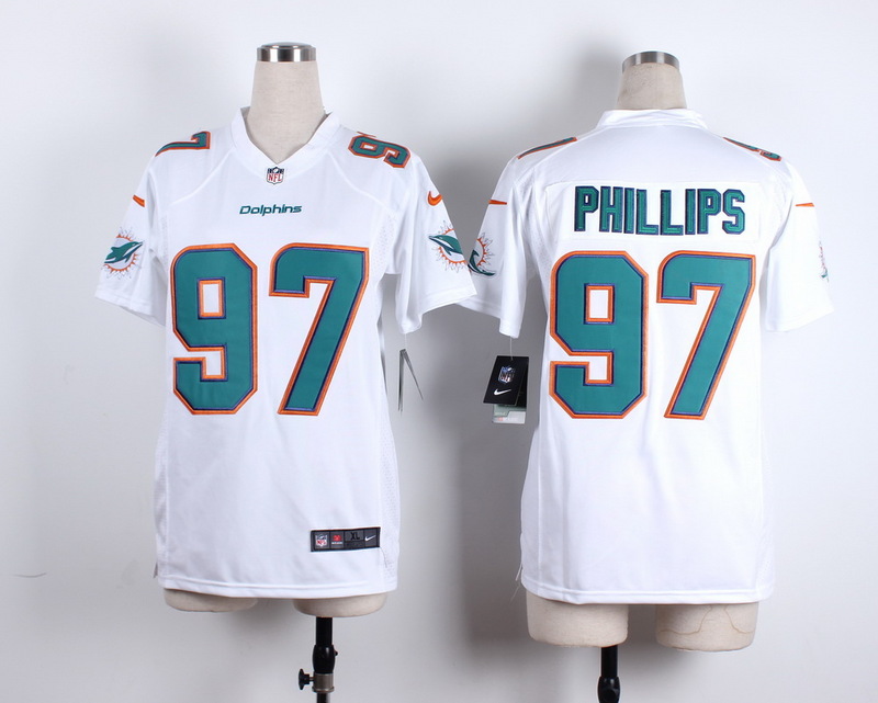 Nike Miami Dolphins #97 Phillips White Women Elite Jersey