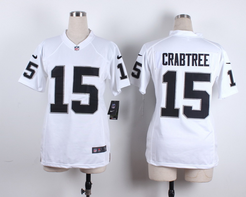 Nike NFL Oakland Raiders #15 Crabtree White Women Jersey