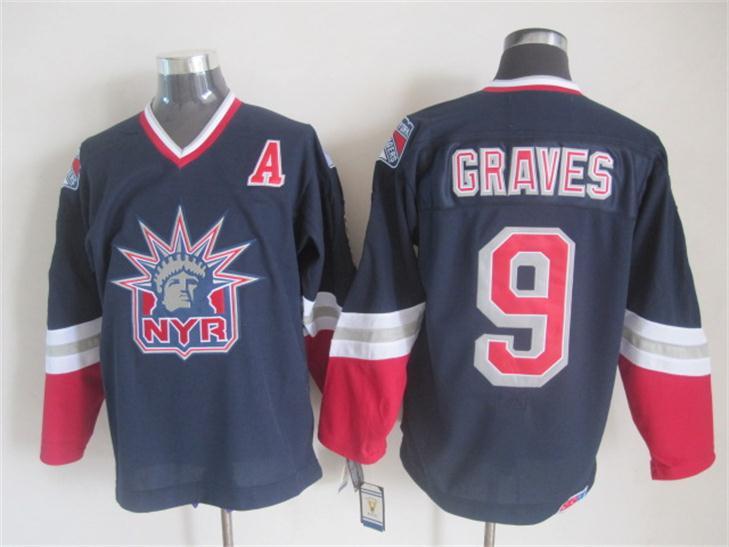 NHL New York Rangers #9 Graves Dark Blue CCM Jersey