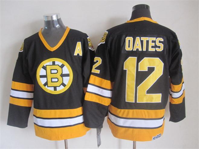 NHL Boston Bruins #12 Oates Black Jersey with A Patch