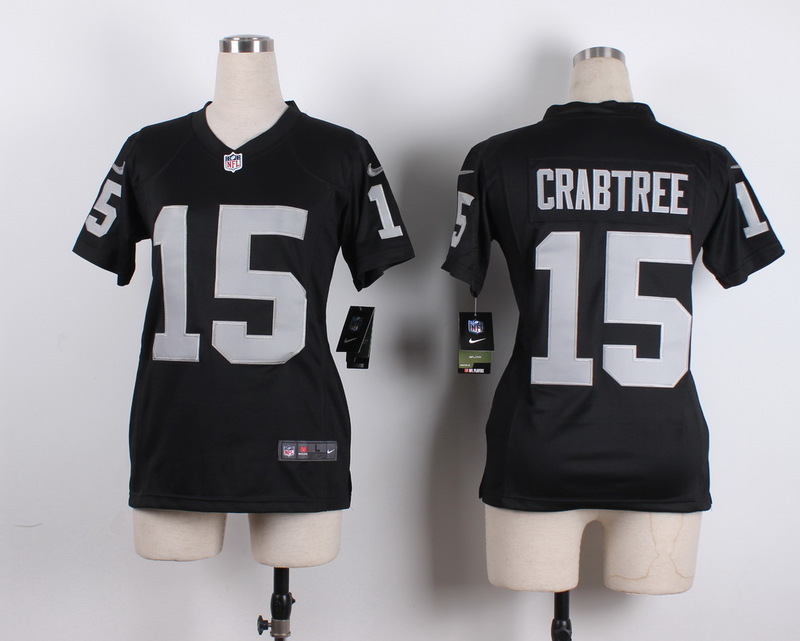 Nike NFL Oakland Raiders #15 Crabtree Black Women Jersey