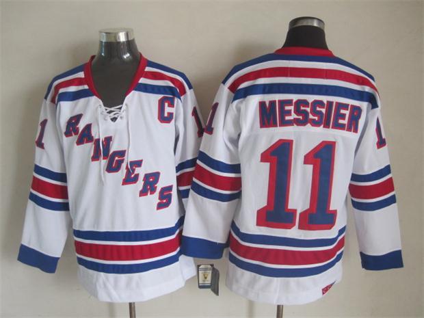 NHL New York Rangers #11 Messier White Jersey with C Patch