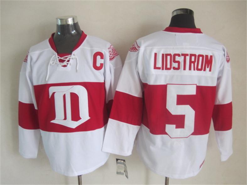 NHL Detroit Red Wings #5 Lidstrom White Jersey with C Patch