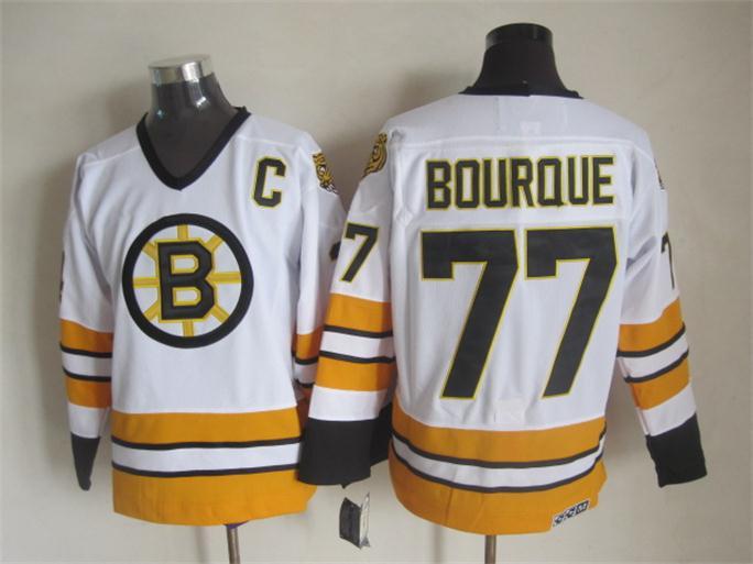 NHL Boston Bruins #77 Bourque White Color Jersey with A Patch