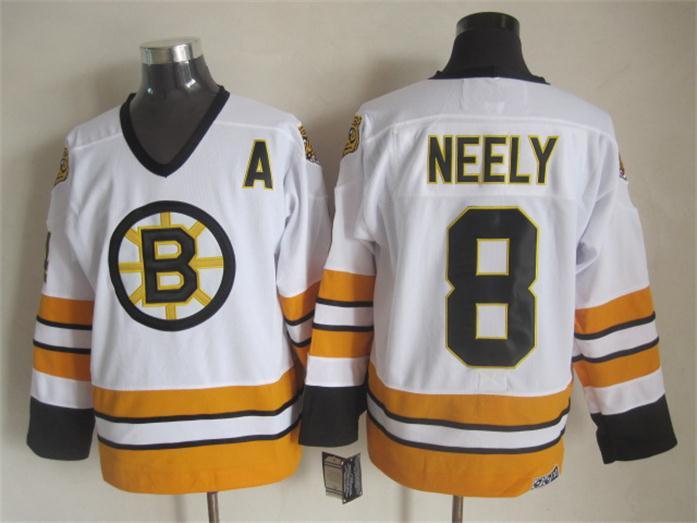 NHL Boston Bruins #8 Neely White Jersey with A Patch