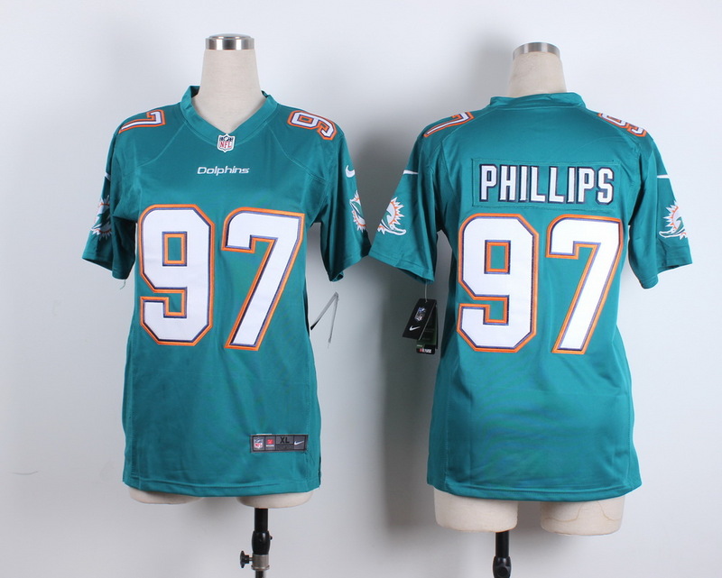 Nike Miami Dolphins #97 Phillips Green Women Jersey
