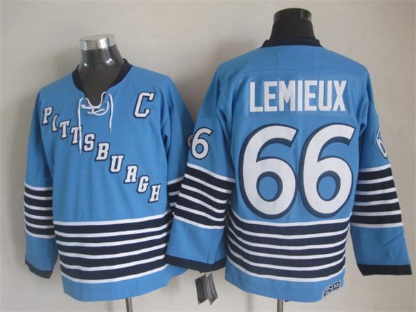 NHL Pittsburgh Penguins #66 Lemieux Blue Jersey with C Patch