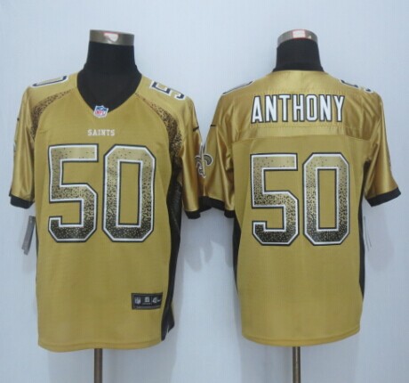 New Nike New Orleans Saints 50 Anthony Drift Fashion Gold Elite Jerseys