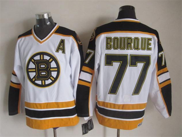 NHL Boston Bruins #77 Bourque White Jersey with A Patch