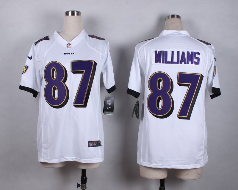 Nike Baltimore Ravens #87 Willams White Women Jersey