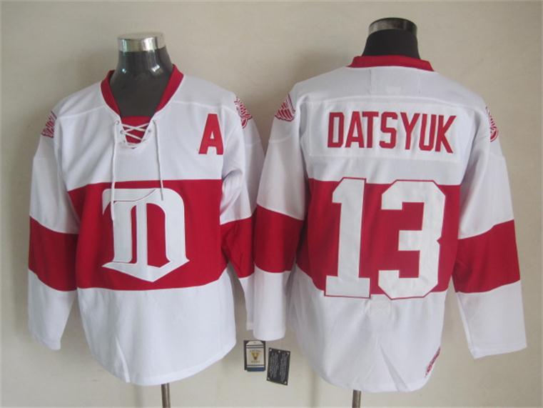 NHL Detroit Red Wings #13 Datsyuk White Jersey with A Patch