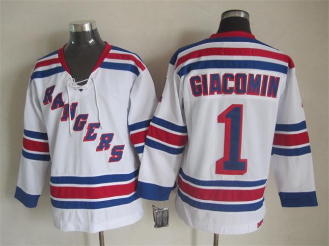NHL New York Rangers #1 Giacomin White Jersey with C Patch