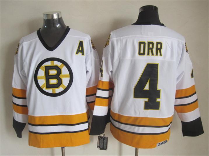 NHL Boston Bruins #4 Bobby Orr White Jersey with A Patch