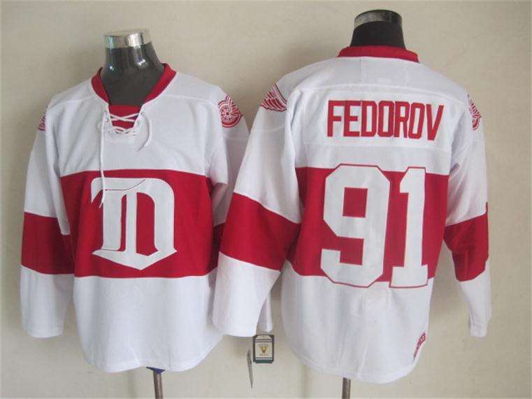 NHL Detroit Red Wings #91 Fedorov White Jersey