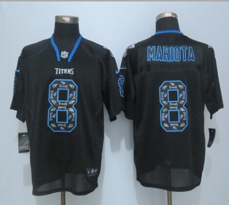 2014 New Nike Tennessee Titans 8 Mariota  Lights Out Black Elite Jerseys