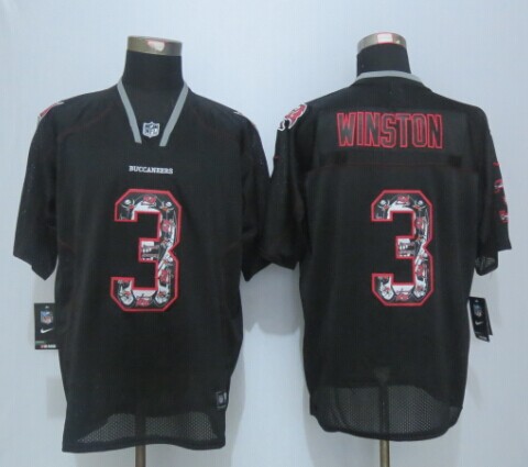 2014 New Nike Tampa Bay Buccaneers 3 Winston Lights Out Black Elite Jerseys