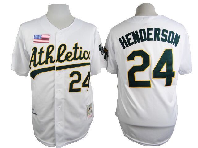 MLB Oakland Athletics #24 Henderson White 1990 Throwback Jersey